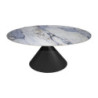 Tavolo ovale fisso Punto con piano effetto marmo con dettagli blu 200x80xH76 cm.