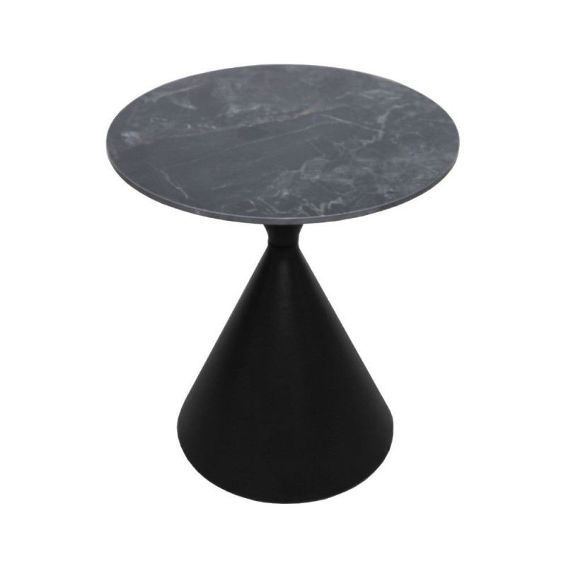 Set 2 tavolini da salotto basso Punto con piano effetto marmo nero e gambe in metallo nero