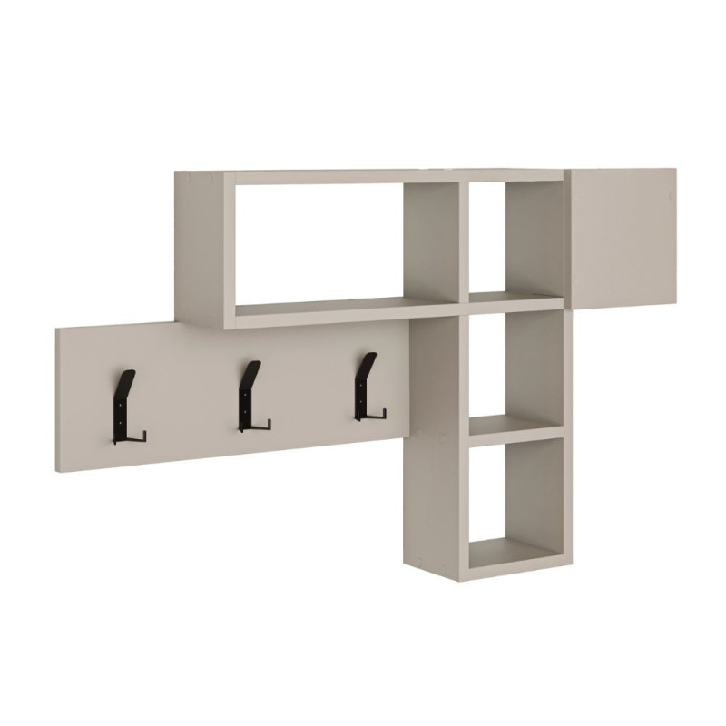 Appendiabiti da parete cashmere con 3 ganci appendiabiti e 4 nicchie a giorno Game