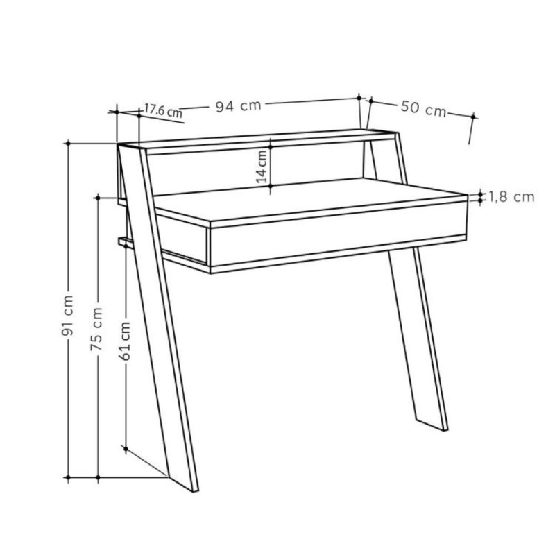 Scrivania da parete cashmere con cassetto Cowork 94 cm.