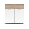 Mobile multiuso Irys con 2 ante e un cassetto colore bianco e rovere sonoma