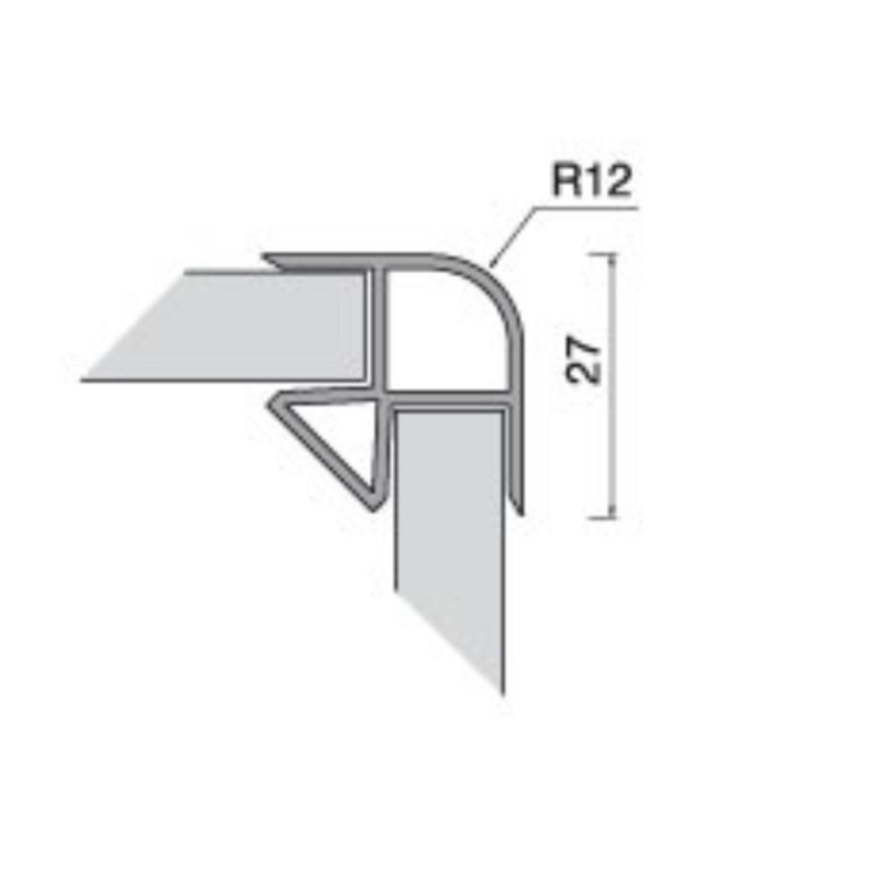 Angolare per zoccolo 90° R12 in bianco H 15 cm.
