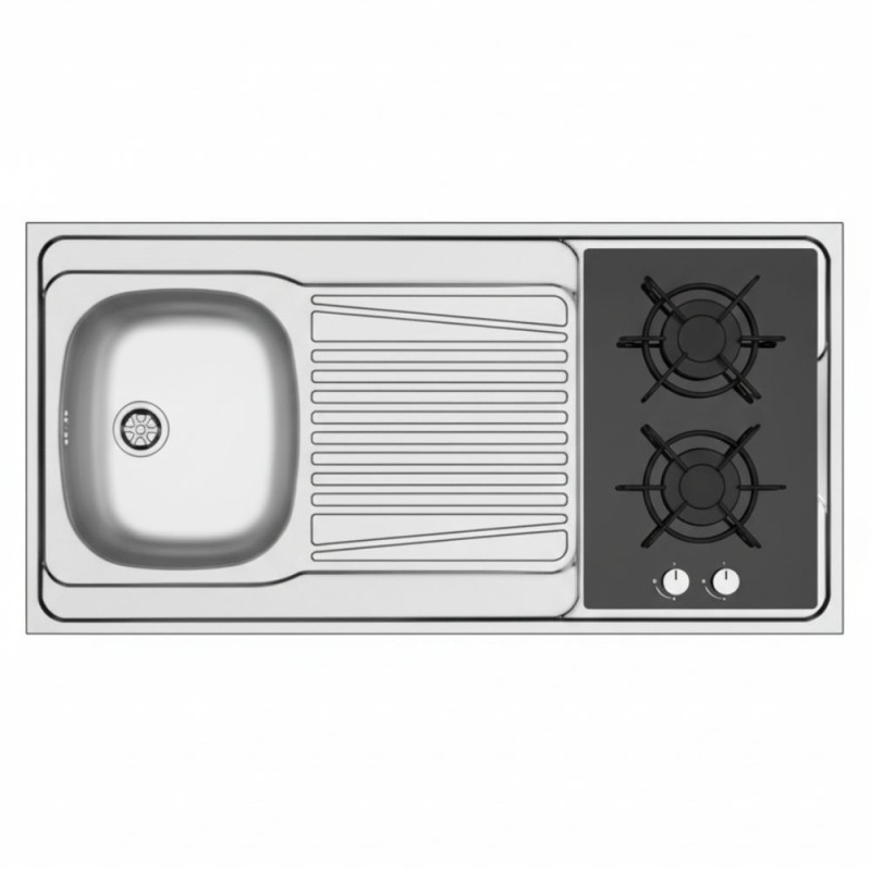 Lavello monoblocco reversibile Indiano120 1 vasca con foro per piano cottura da 30 cm. inox