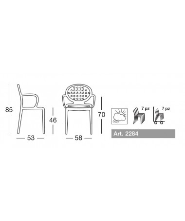 Zoom Sedia con braccioli set da 4 in tecnopolimero rinforzato Colette Made in Italy SCAB DESIGN
