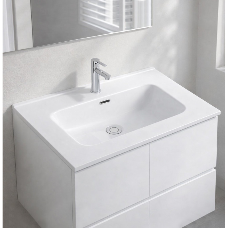 Lavabo consolle da appoggio LAV9070S in ceramica 1 vasca 71x46.5 cm. bianco lucido