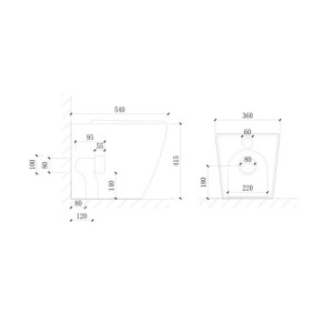 Zoom WC filo muro FT54D a pavimento in ceramica bianco 54x36x41.5H cm.