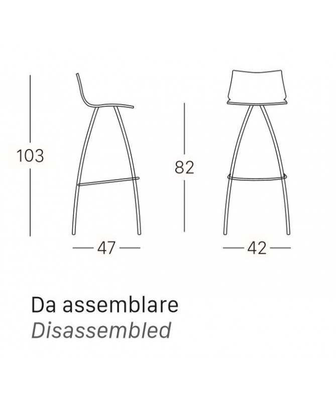 SGABELLI DAY SET DA 4 H. 82 con sedile in TECNOPOLIMERO MADE IN ITALY SCAB DESIGN