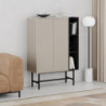 Mobile multiuso Mona con due ante cashmere e tre nicchie a giorno nere