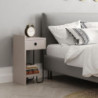 Comodino Sirius con cassetto colore tortora e gamba in metallo nero sinistro