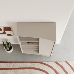 Zoom Libreria Frem con anta e 6 nicchie a giorno colore cashmere
