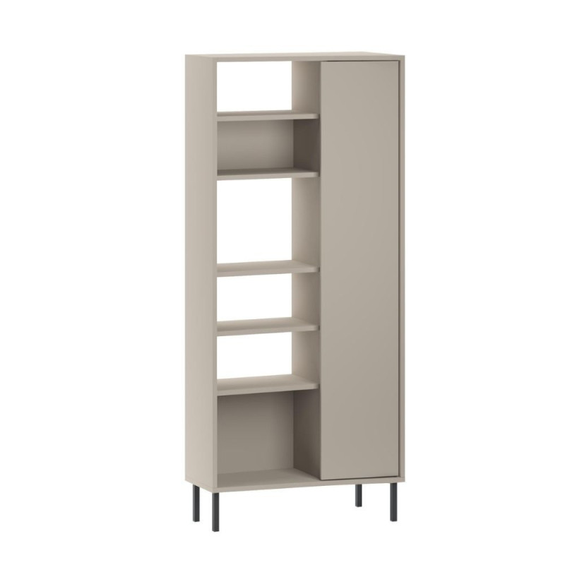 Libreria Frem con anta e 6 nicchie a giorno colore cashmere