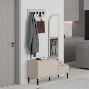 Zoom Mobile ingresso Mila con scarpiera ganci appendi abito e specchio colore cashmere