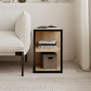 Zoom Tavolino Echo con 1 ripiano e dettaglio frontale nero colore rovere