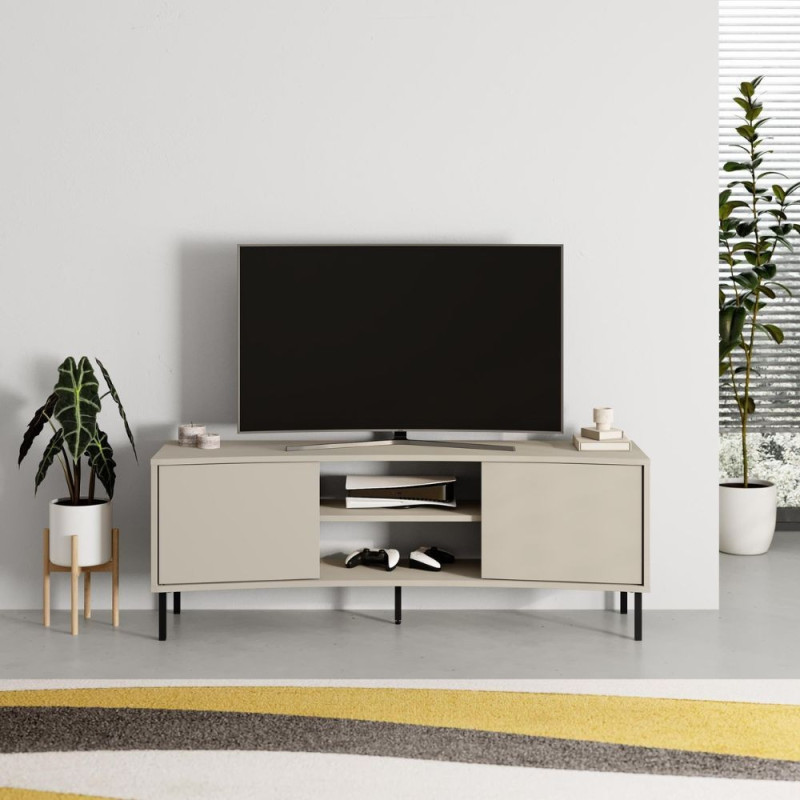 Mobile porta tv Frem con 2 ante e nicchie a giorno colore cashmere