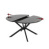 Tavolo allungabile Dobok con allunga 34 cm con piano effetto marmo nero con dettagli oro lucido e gambe in metallo nero