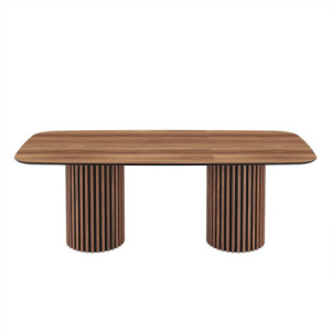 Zoom Tavolo fisso Oslo con piano noce e struttura in legno e nero