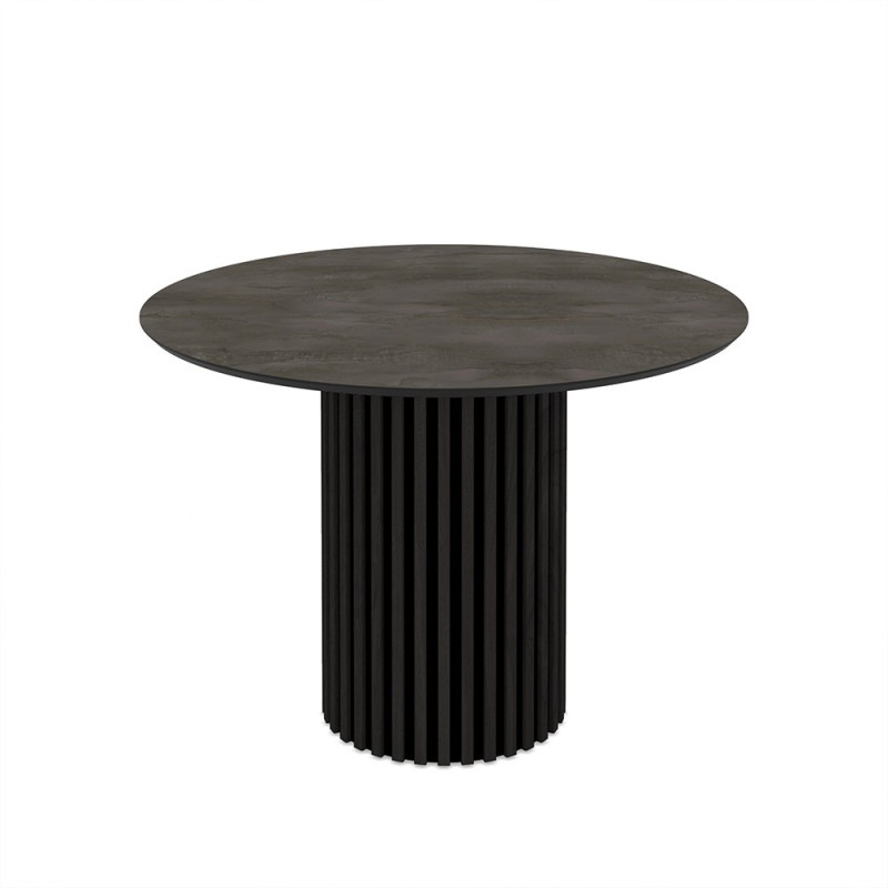 Tavolo Olympus con piano in irony grey super matt e struttura in legno nero