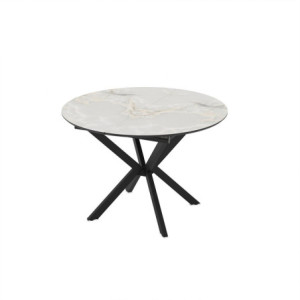 Zoom Tavolo allungabile Diano con piano effetto marmo bianco mola e gambe nere