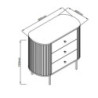 Comodino Fabia 03A 3 cassetti colore rovere e top effetto travertino
