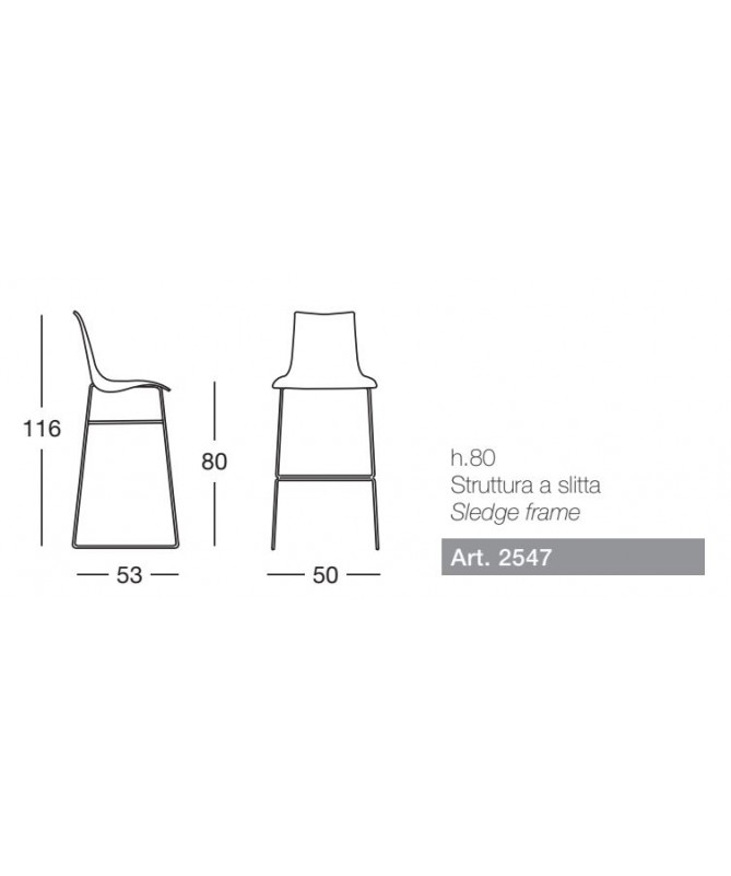 SGABELLI ZEBRA ANTISHOCK SET DA 2 A SLITTA H 80 in POLICARBONATO e struttura in ACCIAIO CROMATO SCAB DESIGN