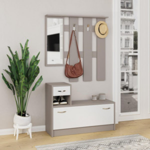 Zoom Mobile ingresso Rudolf con specchio colore tortora e bianco