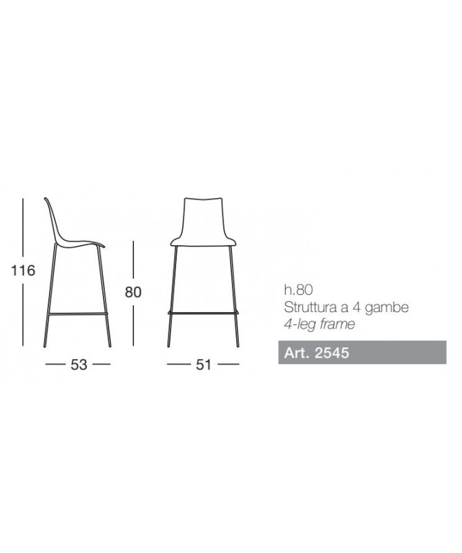 SGABELLI ZEBRA SET DA 2 ANTISHOCK H 80 in POLICARBONATO e in ACCIAIO CROMATO SCAB DESIGN