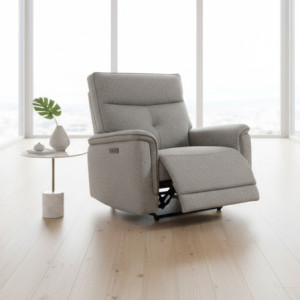Zoom Poltrona relax Elysio con recliner elettrico in tessuto G268 grigio