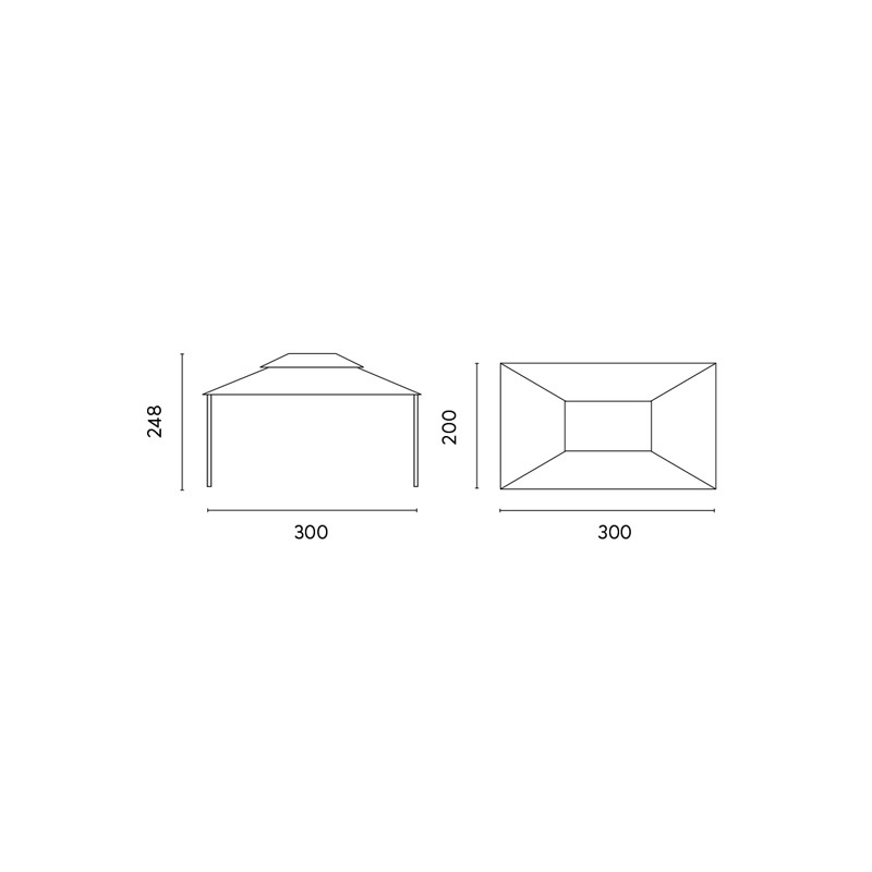 Gazebo Illinois rettangolare Moia 3x2 m resistente e versatile