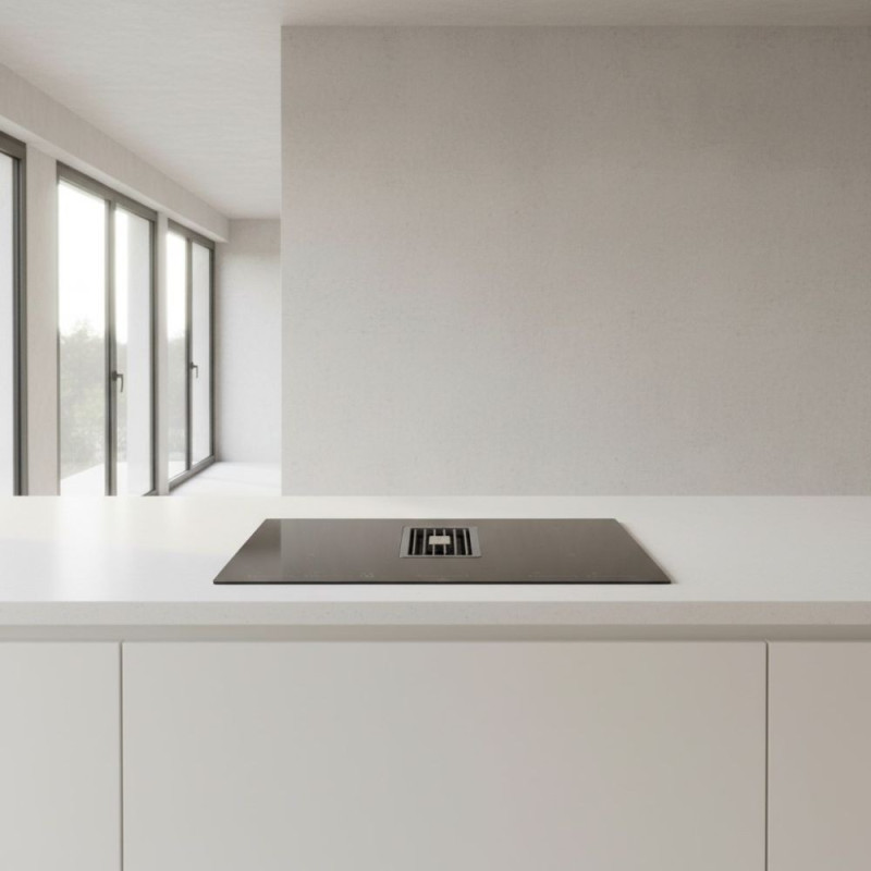 Piano cottura con cappa integrata Roblin by Faber Maestro BK Glass NG A830 nero classe A+++