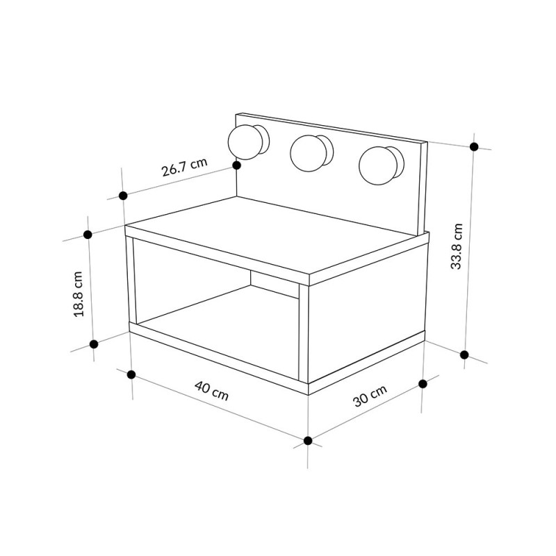 Comodino sospeso Treo con luci integrate colore cashmere