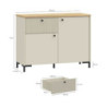 Madia Unit 2 ante e 1 cassetto cannettato L 103.1 x P 41.9 x H 79 cm. colore cashmere con top rovere