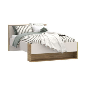 Zoom Letto una piazza e mezza Neutra 120x200 cm. con cassetto e 2 vani a giorno colore rovere e cashmere