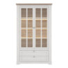Vetrina Forma con 2 cassetti e 2 ante con vetro e con luce integrata colore rovere neve e piano olmo scuro