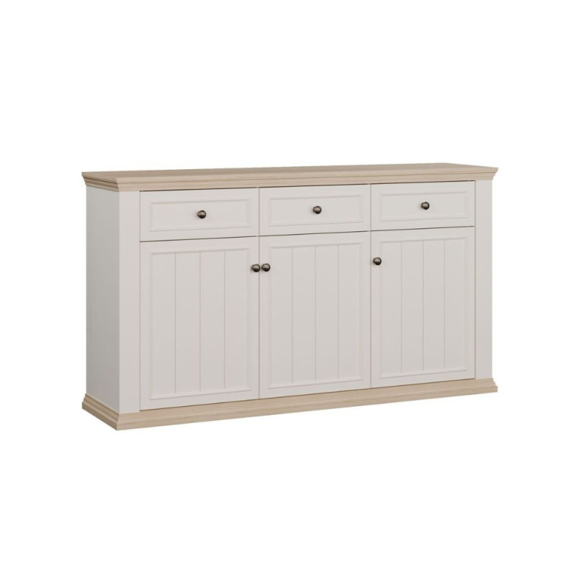 Madia Essenza con 3 cassetti e 3 ante in stile classico colore bianco e rovere