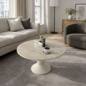 Zoom Tavolino da salotto Lepper con piano travertino e base cashmere