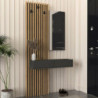 Mobile ingresso Elois con 3 ganci appendi abiti e specchio in colore antracite e rovere