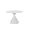 Tavolo tondo fisso Taini con piano in ceramica effetto marmo bianco opaco e gambe in metallo bianco