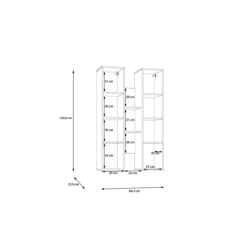Soggiorno parete attrezzata Core grande con porta tv e pensili in colore rovere e cashmere