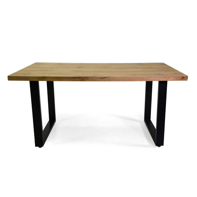 Tavolo Metallo Canberra Nero Con Top Legno Naturale Cm 160x90h75