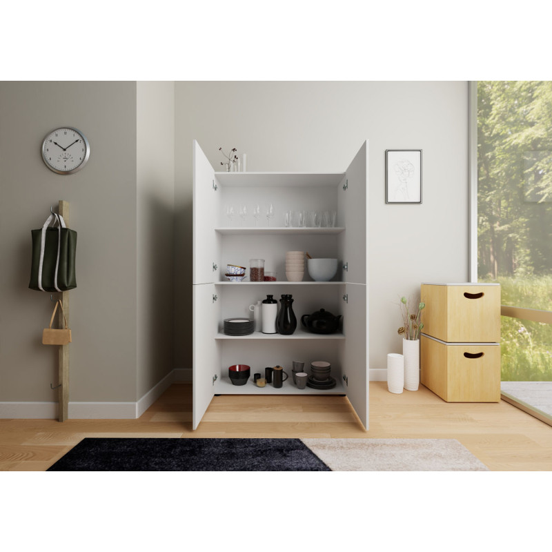 Credenza alta moderna 4 ante 100x35x165 cm Elios