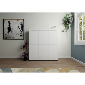 Credenza alta moderna 5 ante/3 cassetti 150x35x165 cm Elios