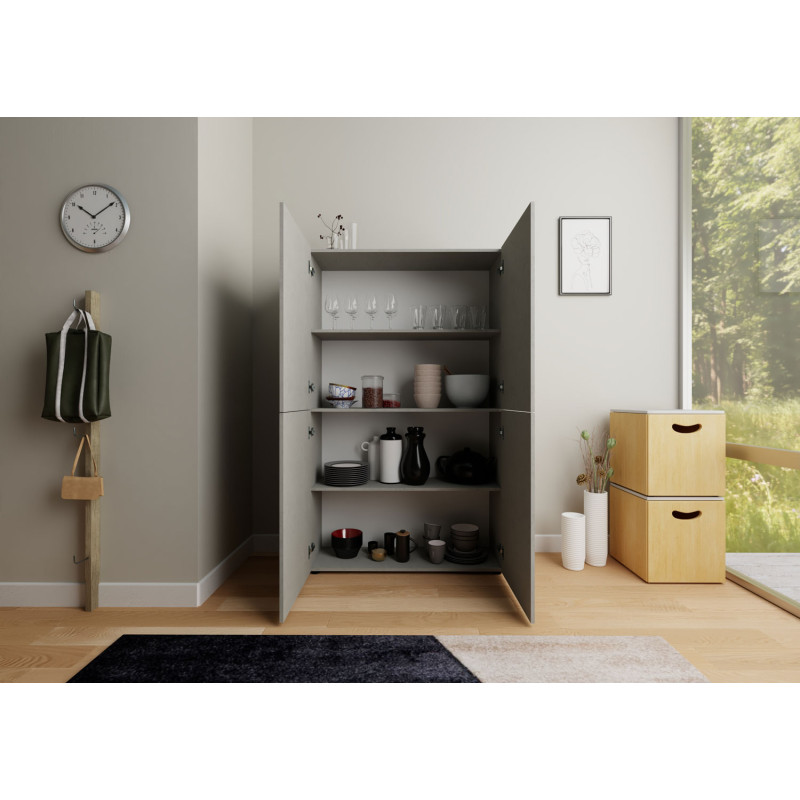 Credenza alta moderna 4 ante 100x35x165 cm Elios