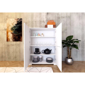 Zoom Credenza alta moderna 4 ante 90x35x120 cm Lumina
