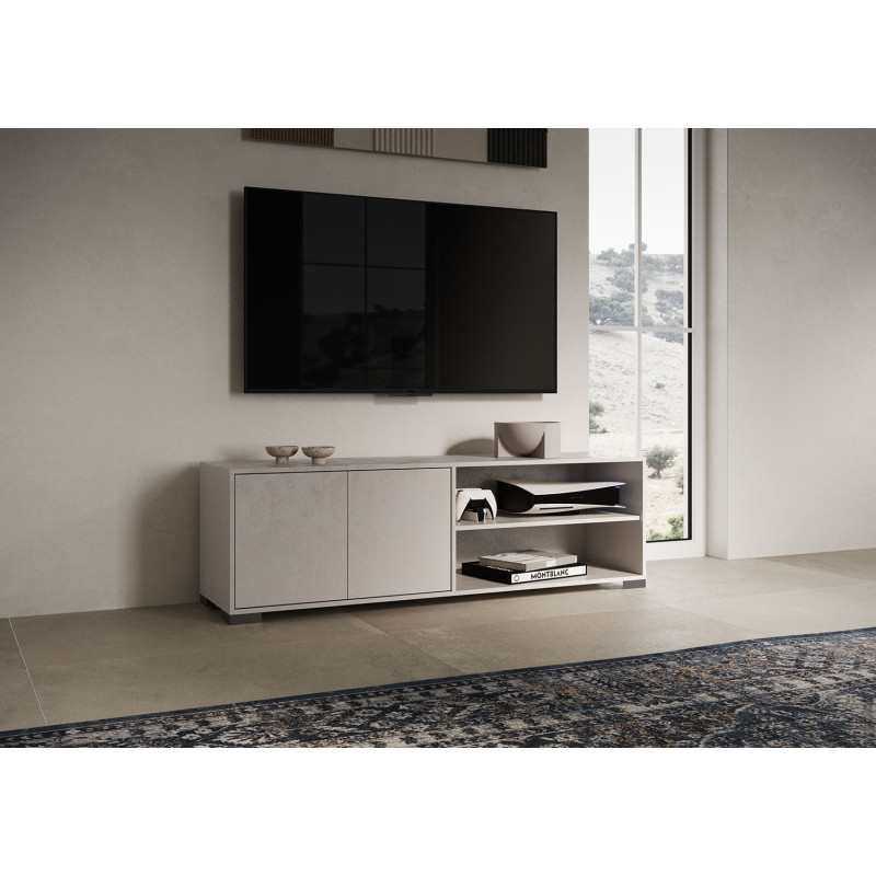 Porta TV moderno 2 ante con vano a giorno 150x40x40 cm Lumina