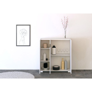 Zoom Credenza alta moderna 3 ante 100x35x110 cm Riflesso
