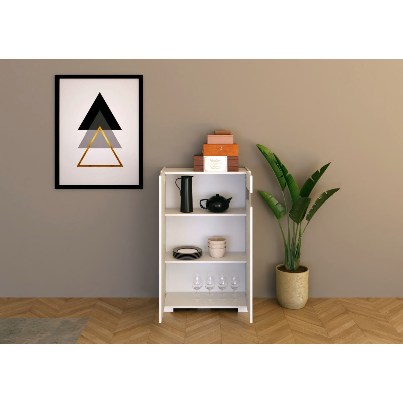 Credenza alta moderna 2 ante 70x35x110 cm Riflesso
