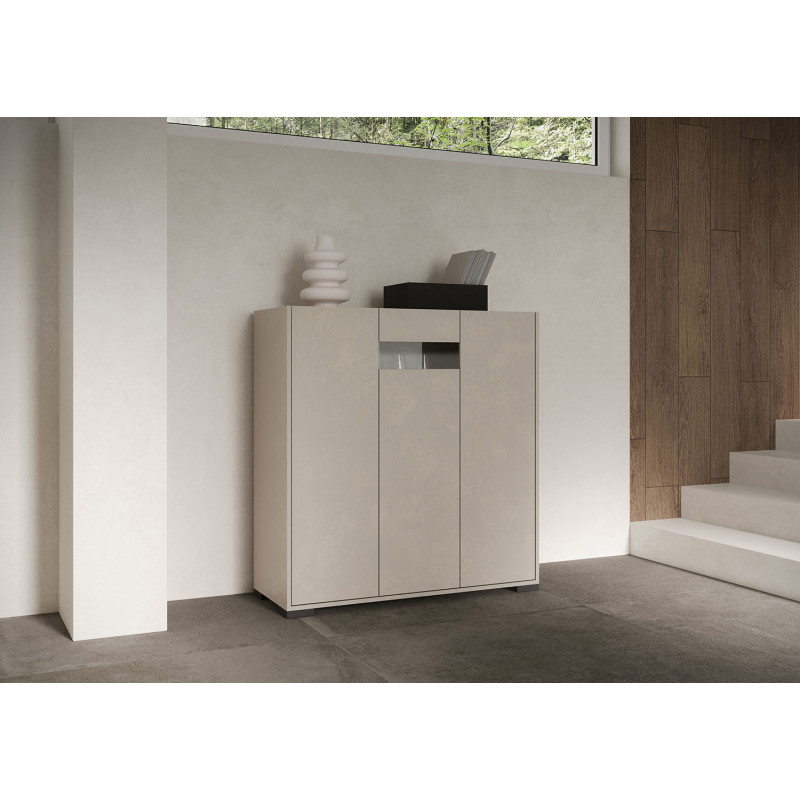 Credenza alta moderna 3 ante 100x35x110 cm Riflesso