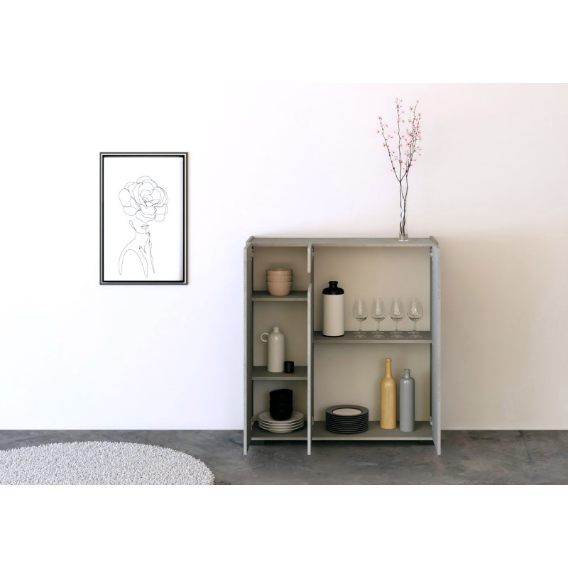 Credenza alta moderna 3 ante 100x35x110 cm Riflesso