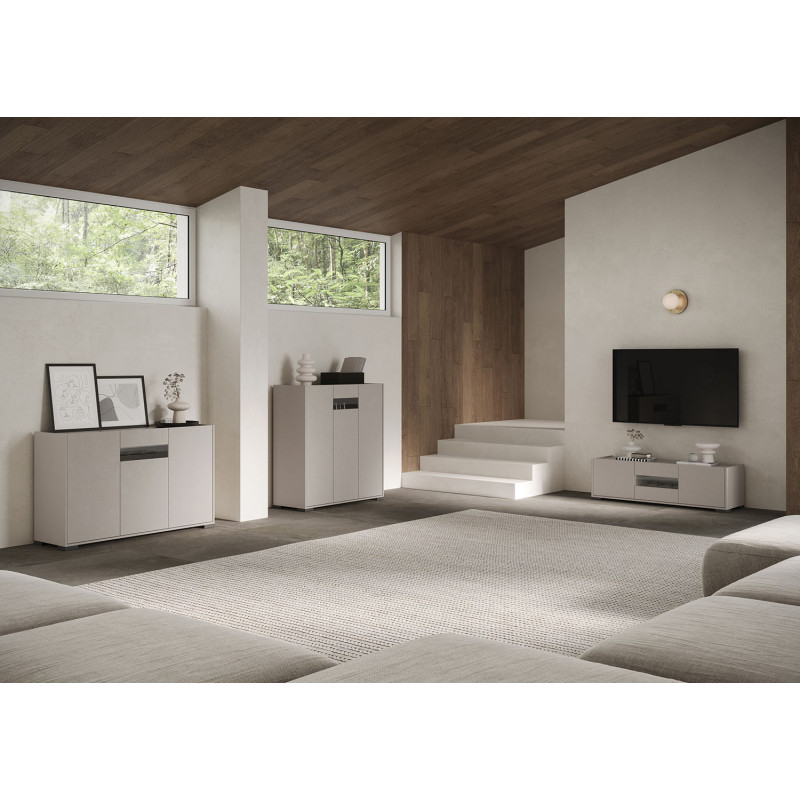 Credenza alta moderna 3 ante 100x35x110 cm Riflesso
