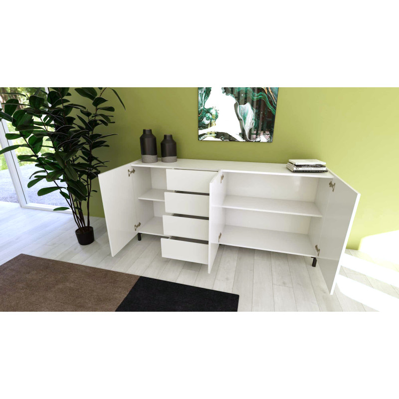 Madia moderna 3 ante/4 cassetti 174x40x84 cm Solaria